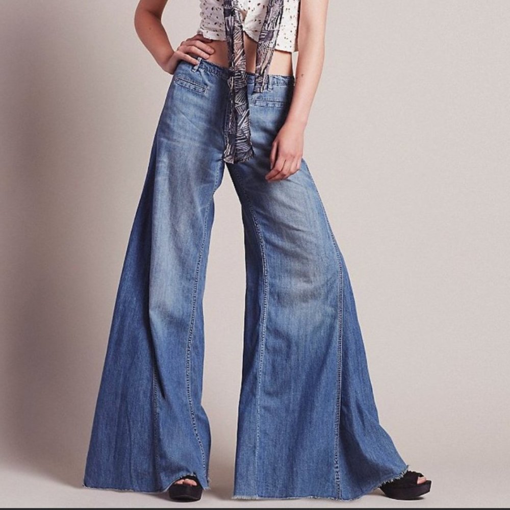 Free People Vintage Extreme Bell Bottom Jeans